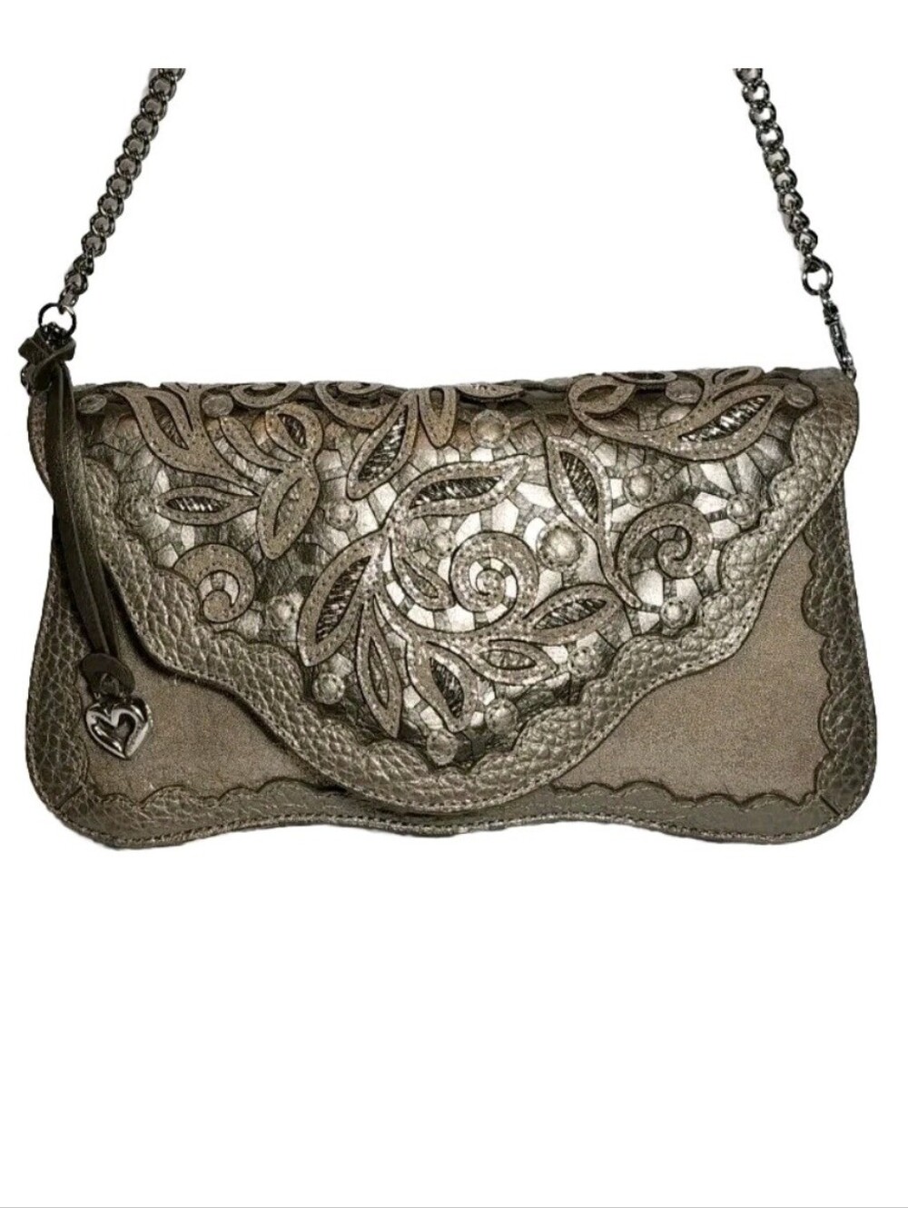 Brighton 3D  Perlite Carry The Moon Floral Leather Shoulder Bag  Retail 290 NWT.